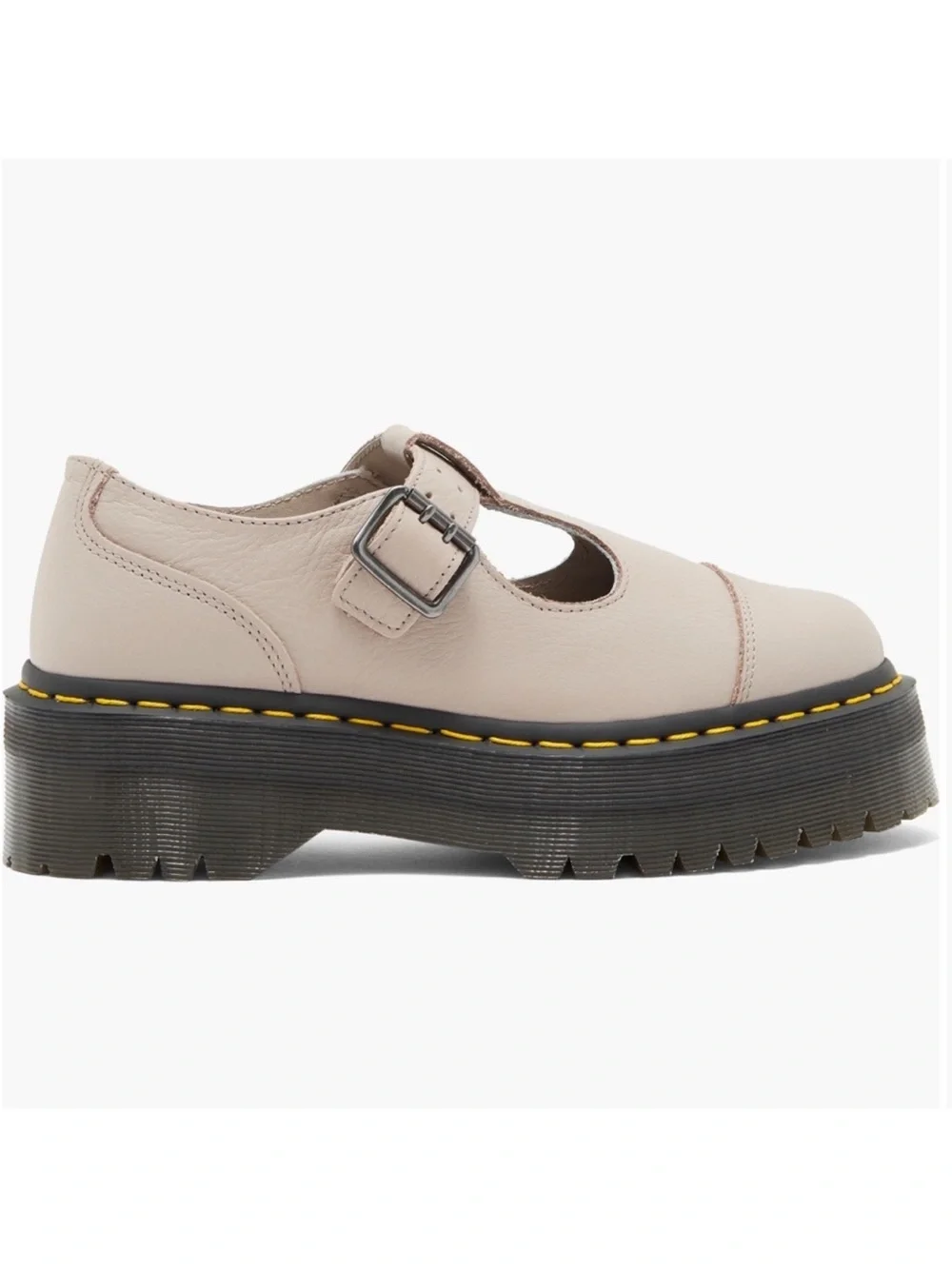 NWOT Dr. Martens Women's Taupe T-Strap Platform Mary Janes Bethan T-Bar Sz 7